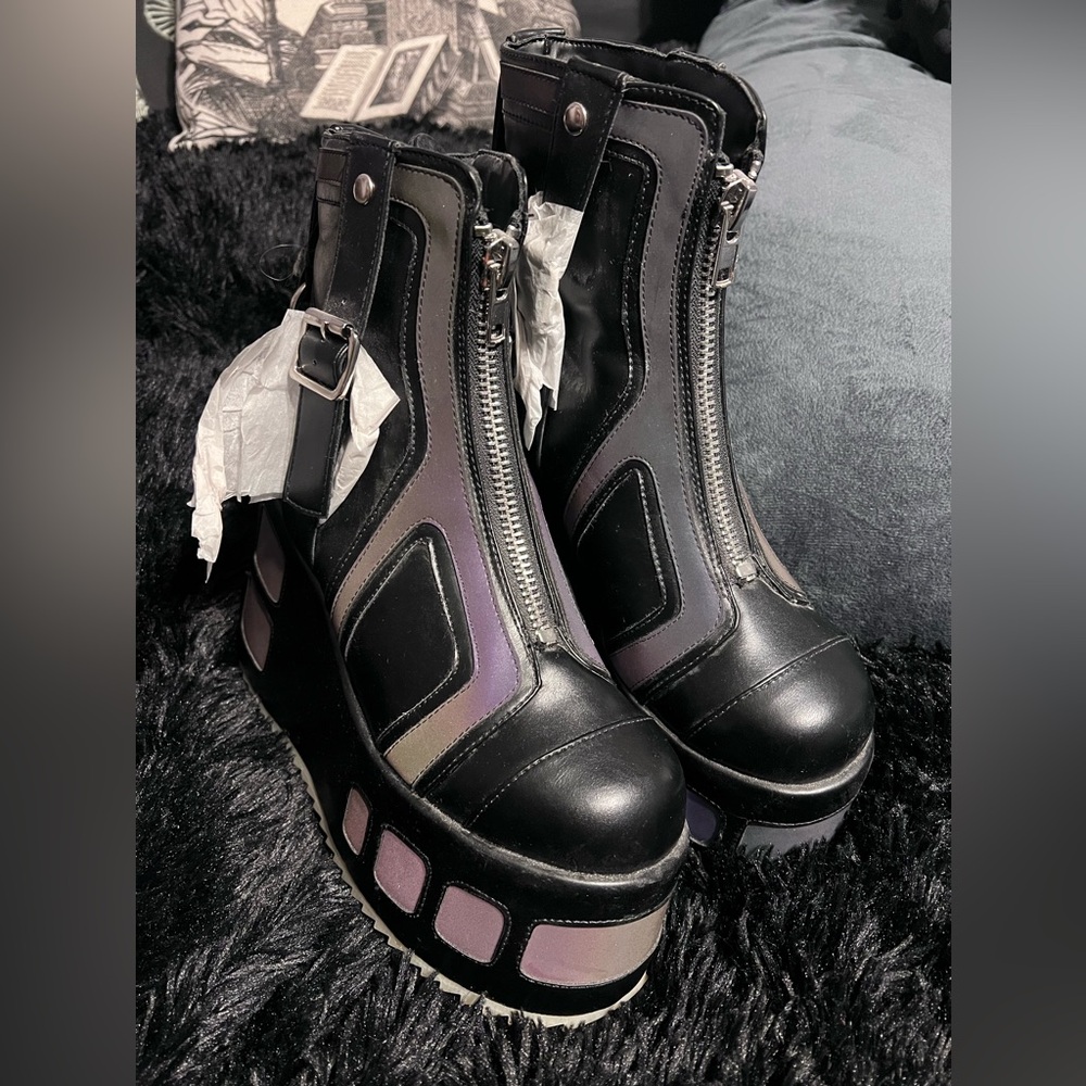 Never been worn Dollskill / club exx light up / reflective platforms - S9